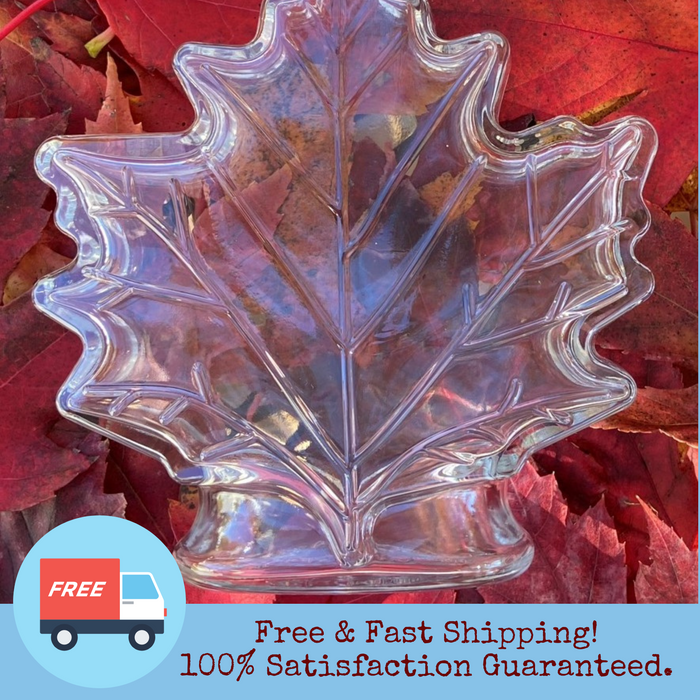 3 Glass Maple Syrup Bottles | Maple Leaf Design (250-ml) Bottles, 6 Self-Sealing Caps | Food Grade Canning Bottles for Sugarmaking